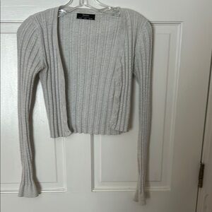 Bershka Gray Ribbed Cardigan Sweater